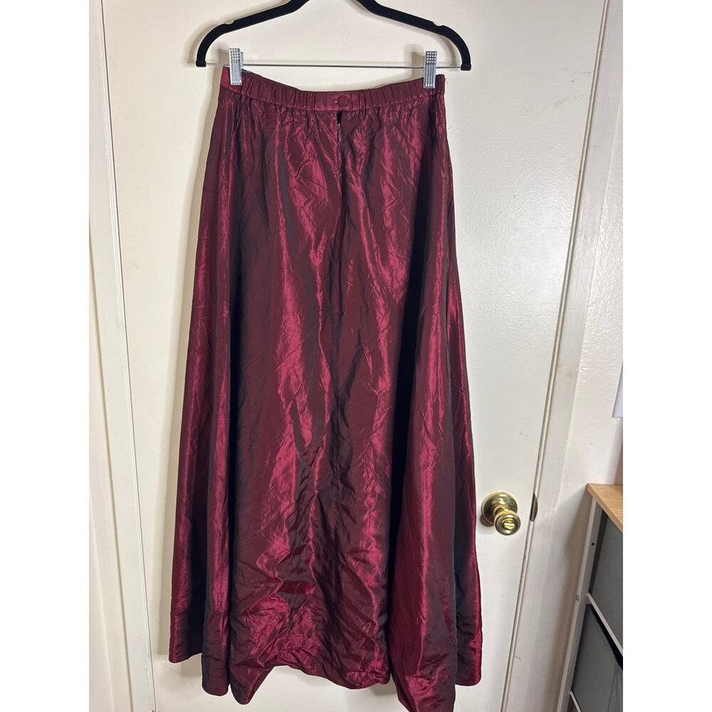 VTG Jessica McClintock Burgundy Taffeta Maxi Skirt Y2K Prom Dark Romance Sz10 - Picture 5 of 7